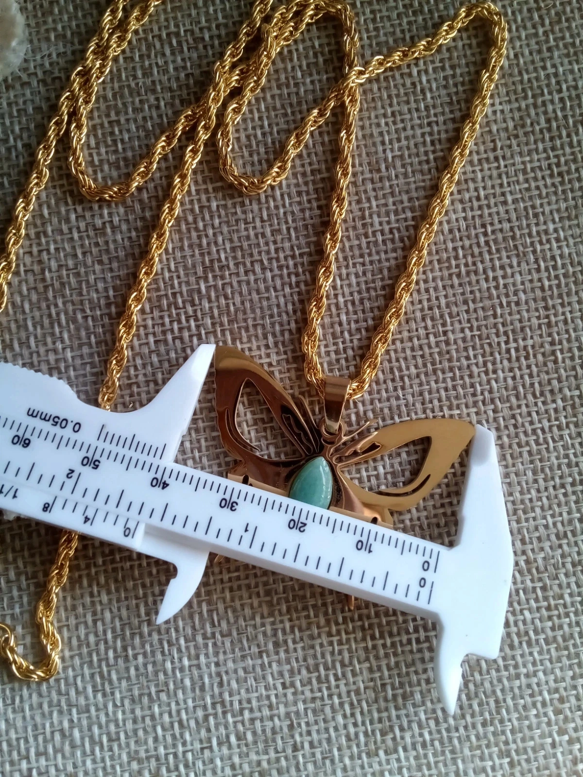 Collier papillon et pierre d'aventurine naturelle – photo 4